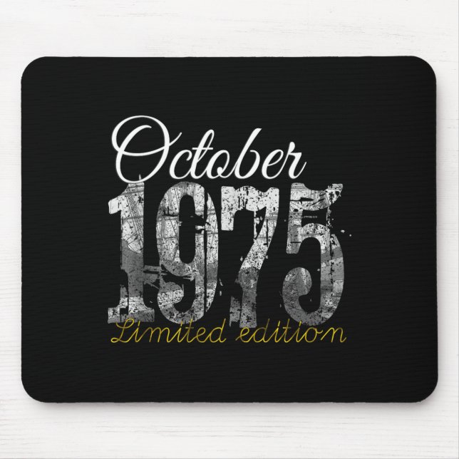 October 1975 Tee 50 Year Old Shirt 1975 50th Birth Mouse Pad (Front)