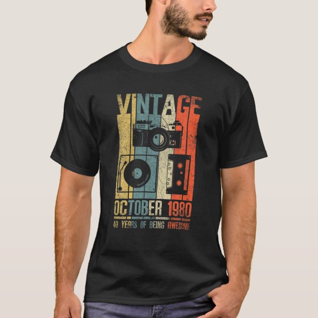 October 1980 T Shirt 40 Year Old Shirt 1980 Birthd (Front)