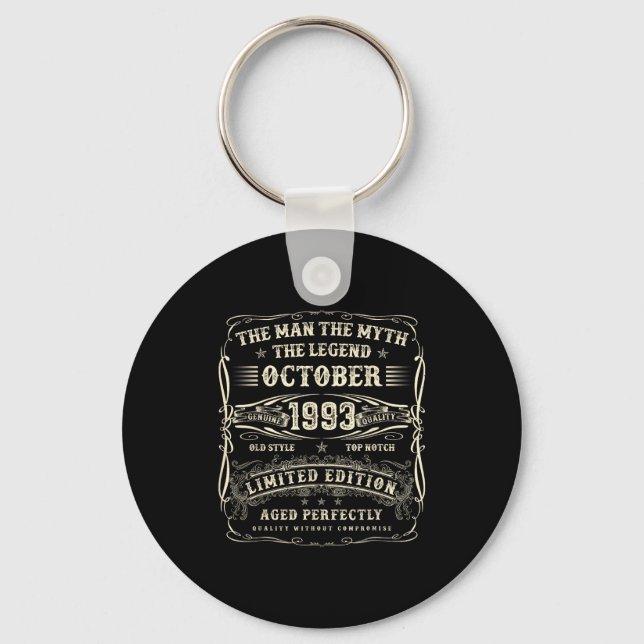 October 1993 32nd Birthday For Men 32 Year Old Bda Keychain (Front)