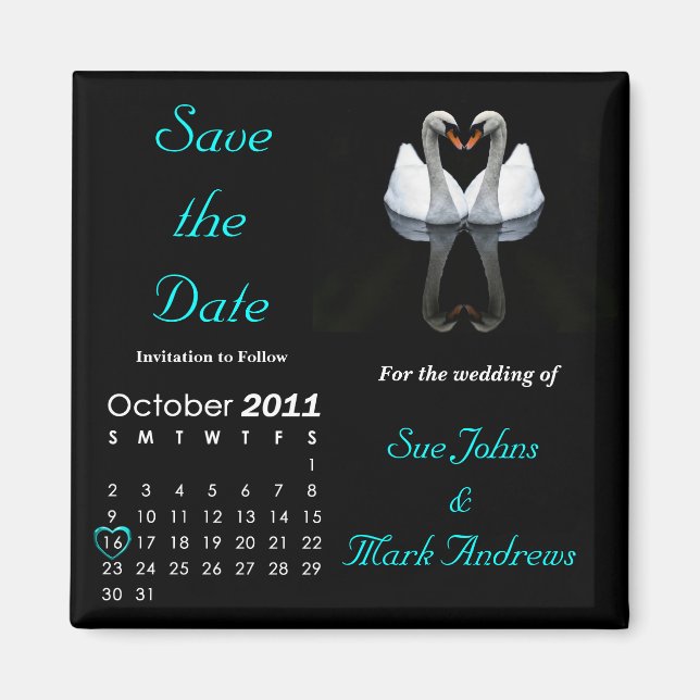 October 2011 Save the Date, Wedding Announcement Magnet (Front)