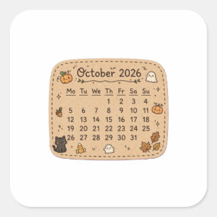October 2026 Calendar Sticker   Halloween