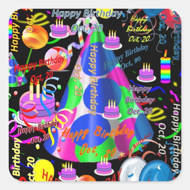 October, 20 Kids Birthday Stickers (Front)