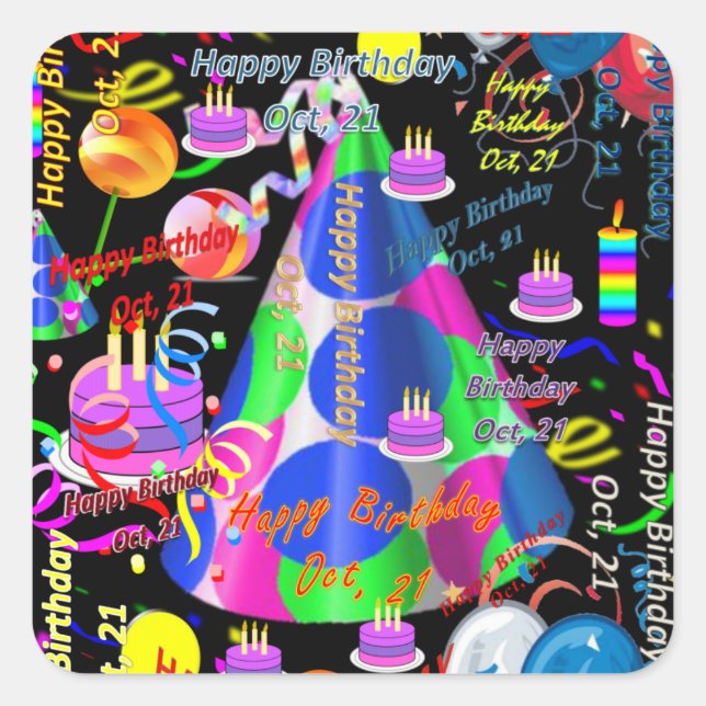 October, 21 Kids Birthday Stickers (Front)