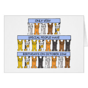 October 22nd Birthday Cute Cartoon Cats