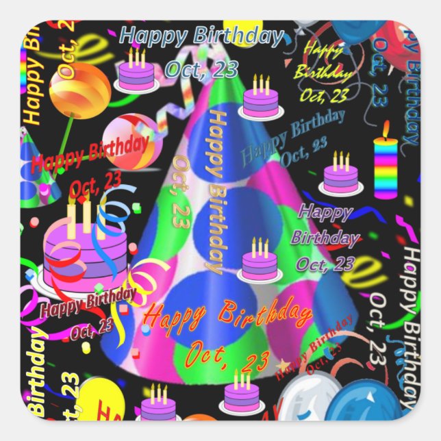 October, 23 Kids Birthday Stickers (Front)