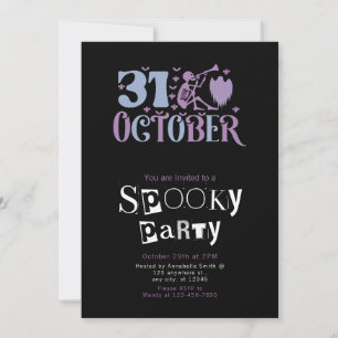October 31 Skeleton Trumpet Ghost Halloween Party Invitation