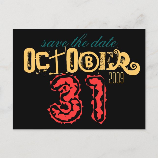 October 31st Save the Date Announcement Postcard (Front)