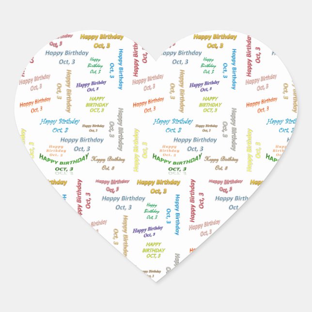 October, 3 Birthday Sticker (Front)