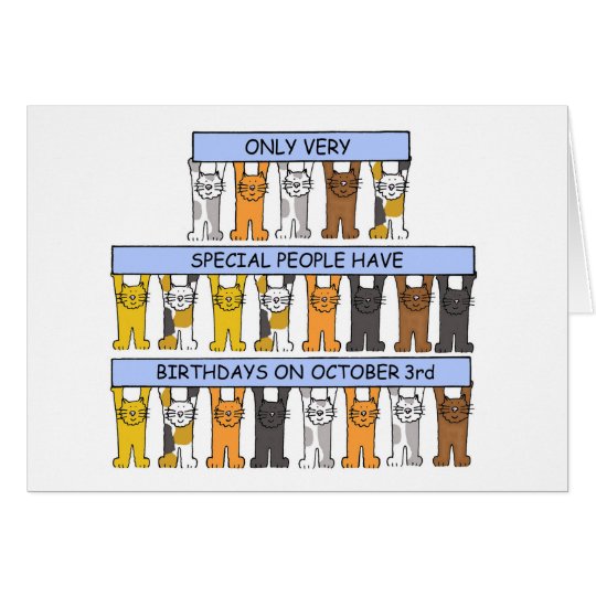 October 3rd Birthday Cats Card
