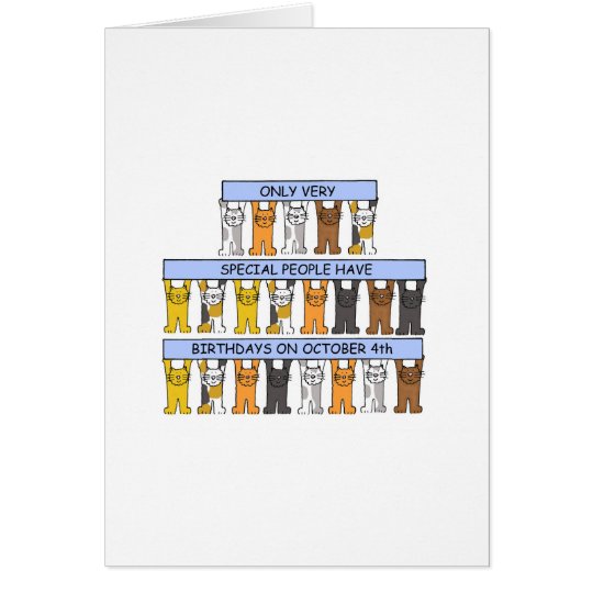 October 4th Birthday Cats Card