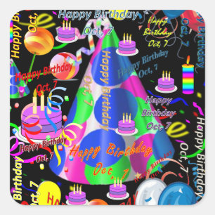October, 7 Kids Birthday Stickers