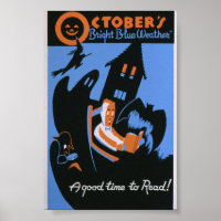 October A Good Time To Read Vintage WPA Poster
