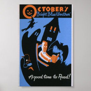 October A Good Time To Read Vintage WPA Poster