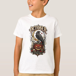 October After Dark Raven Pumpkin Halloween T-Shirt