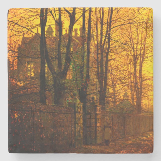 October Afterglow John Atkinson Grimshaw Stone Coaster (Front)