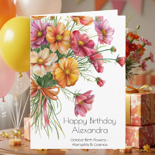October Birth Flower Birthday Card   Marigolds