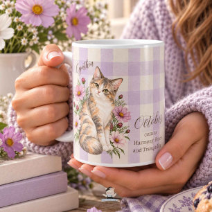 October Birth Flower Cosmos & Cat Bridesmaid Coffee Mug