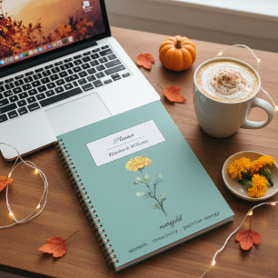 October Birth Flower Marigold Floral Personalized  Planner