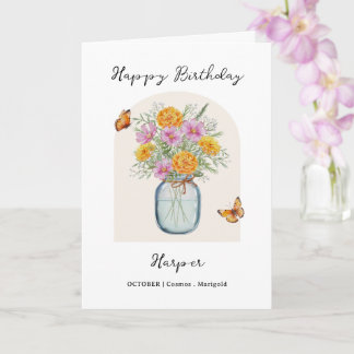 October Birth Month Flower Birthday Card