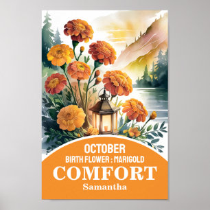 October Birth Month Flower Christian Nursery Art Poster