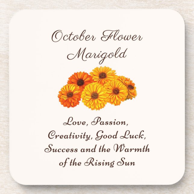 October Birth Month Flower Marigold Elegant  Coaster (Front)