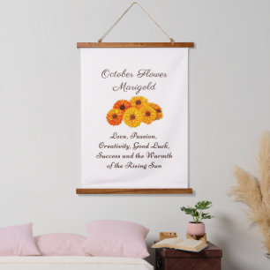 October Birth Month Flower Marigold Elegant  Hanging Tapestry