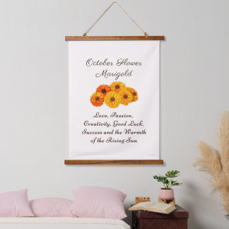 October Birth Month Flower Marigold Elegant Hanging Tapestry