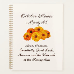 October Birth Month Flower Marigold Elegant Planner