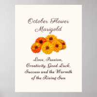 October Birth Month Flower Marigold Elegant 