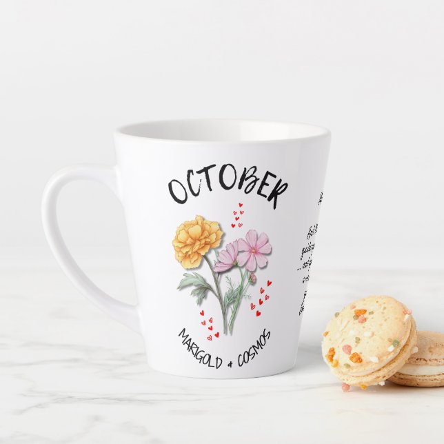 OCTOBER Birth Month Flower Personalized Christian Latte Mug (In Situ)