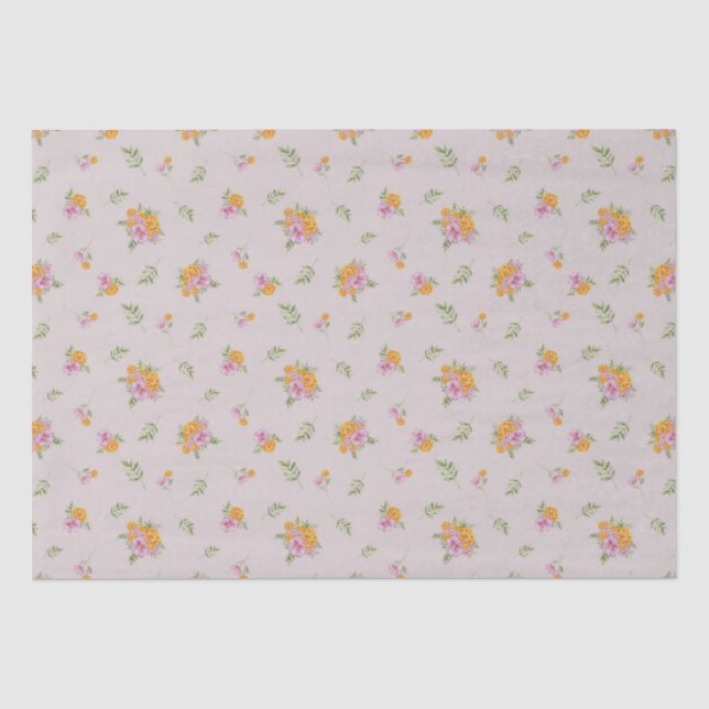 October Birth Month Flowers Marigold Cosmos  Tissue Paper (Front)