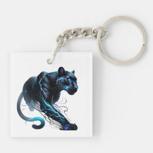 October Birth Month Spirit Animal Panther Keychain