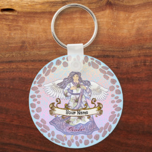 October Birthday Angel birthday custom keychains