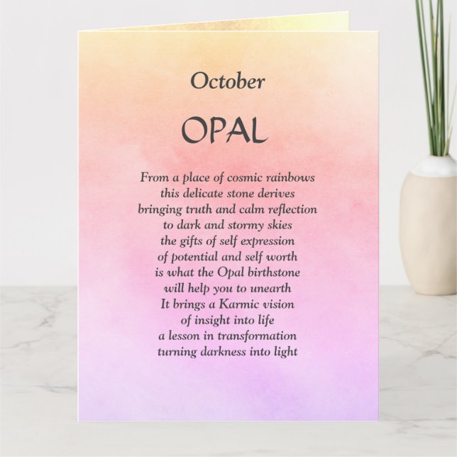 October birthday birthstone Opal Greeting Card (Front)