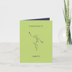 October Birthday Dancing Skeleton - Zombie Green Holiday Card