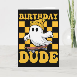 October Birthday Dude Ghost Halloween Spooky Skate Card