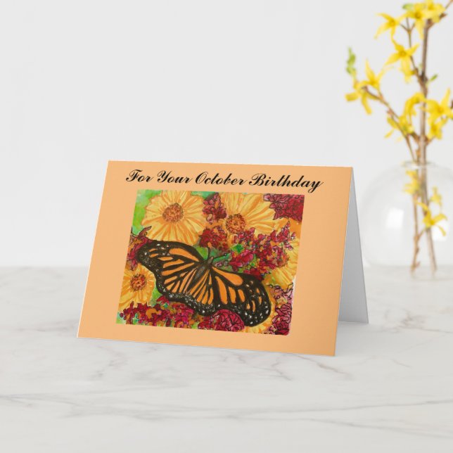 October Birthday Flower Cosmos Peace Harmony Card (Yellow Flower)
