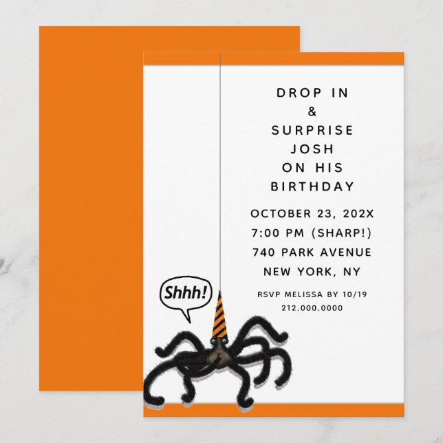 October Birthday Surprise Party Invitation (Front/Back)