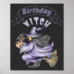 October Birthday Witch Spooky Halloween Poster