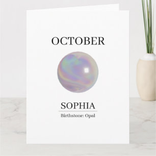 October Birthstone Birthday Name Opal Card