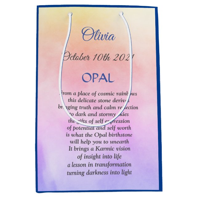 October Birthstone Opal Poem  Medium Gift Bag (Front)