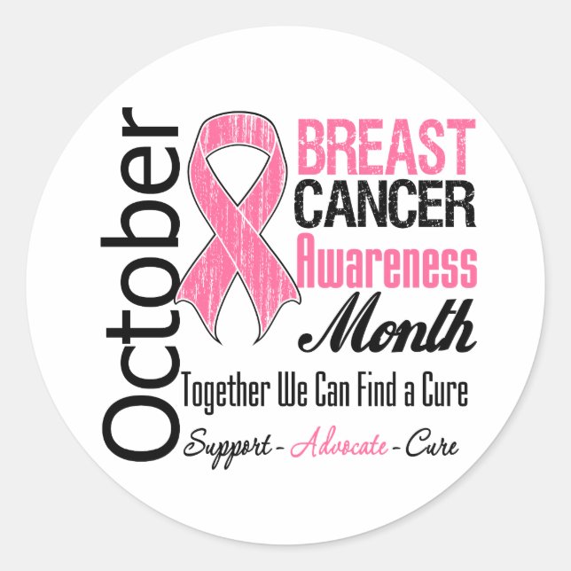 October - Breast Cancer Awareness Month Classic Round Sticker (Front)