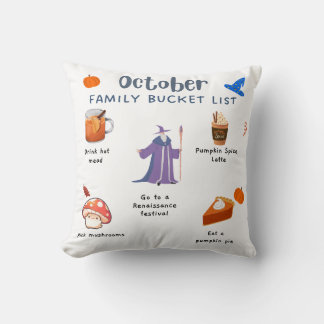 October Family Bucket List Cotton Throw Pillow