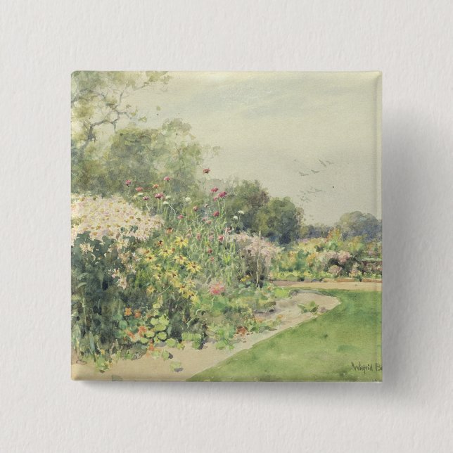 October Flowers 2 Inch Square Button (Front)