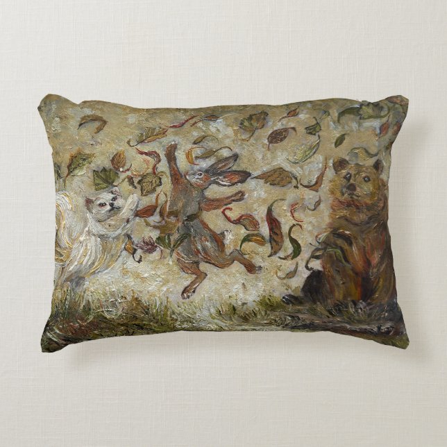 October Fun Whimsical Autumn Forest Animals  Accent Pillow (Front)