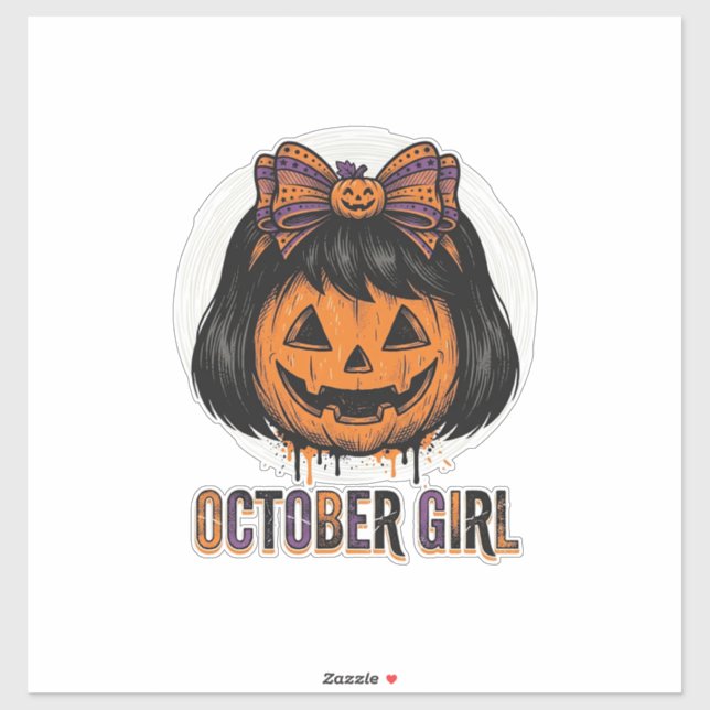 October Girl Pumpkin Bow Halloween Vector Design_1 (Sheet)