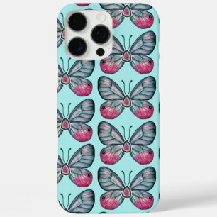 October Glasswing Teal Butterfly Pattern iPhone 16 Pro Max Case