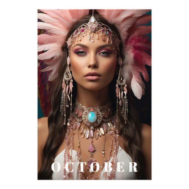*~ OCTOBER Headdress Woman Goddess  OPAL AP53 Photo Print (Front)