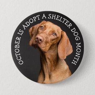 October is Adopt a Shelter Dog Month 3 Inch Round Button