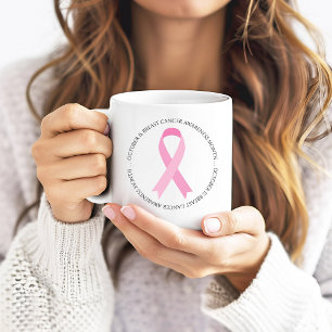 October is Breast Cancer Month Pink Ribbon Coffee Mug